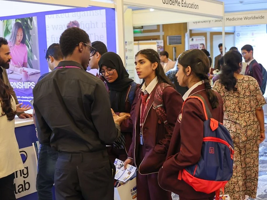 Students interact with experts during the inaugural Gulf News Edufair exhibition in Abu Dhabi.