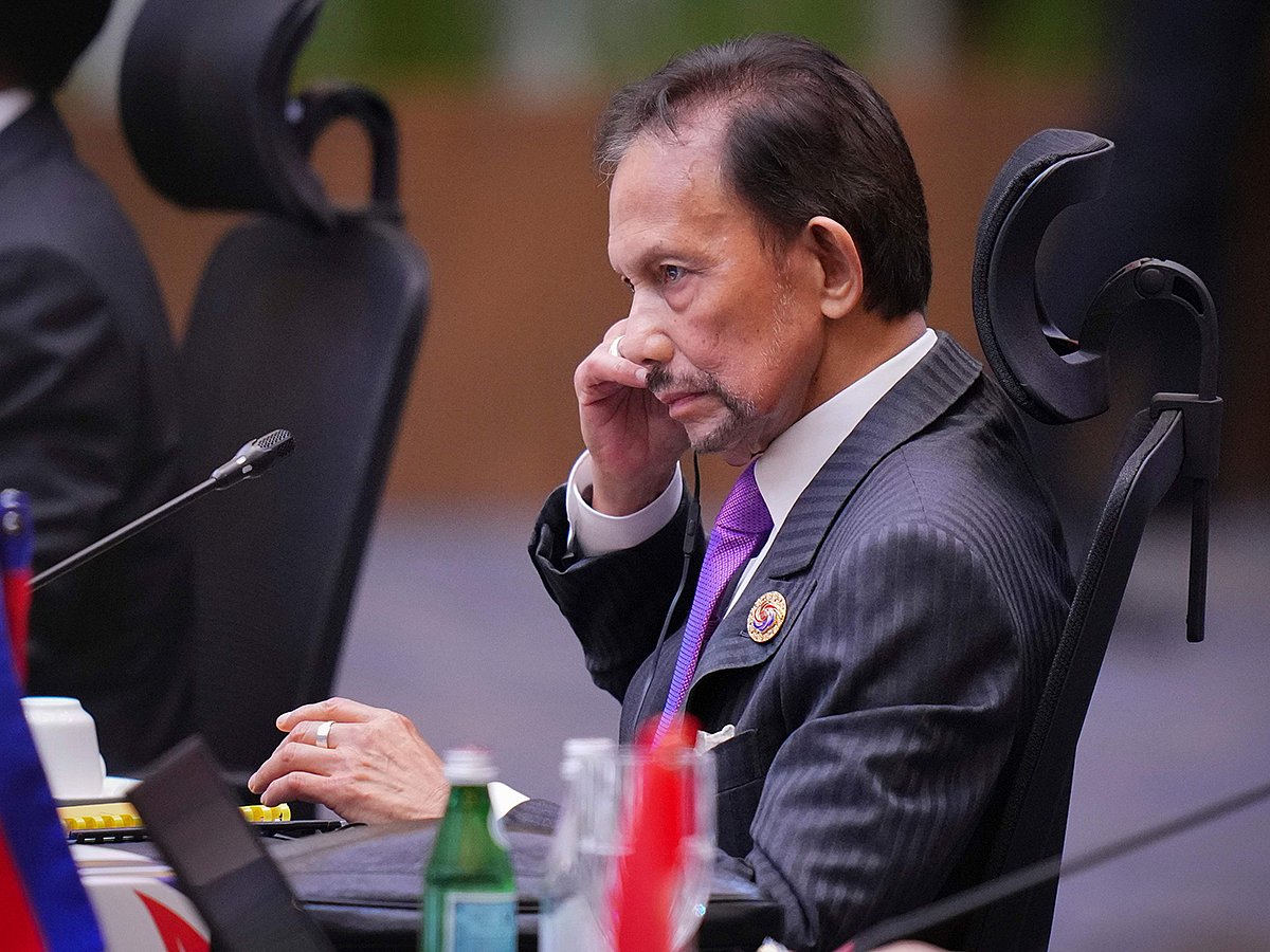 Brunei's Sultan Hassanal Bolkiah attends the plenary session at the Association of Southeast Asian Nations (ASEAN) Summit in Kuala Lumpur, Malaysia, Monday, May 26, 2025. 
