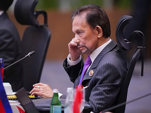 Brunei's Sultan Hassanal Bolkiah attends the plenary session at the Association of Southeast Asian Nations (ASEAN) Summit in Kuala Lumpur, Malaysia, Monday, May 26, 2025. 