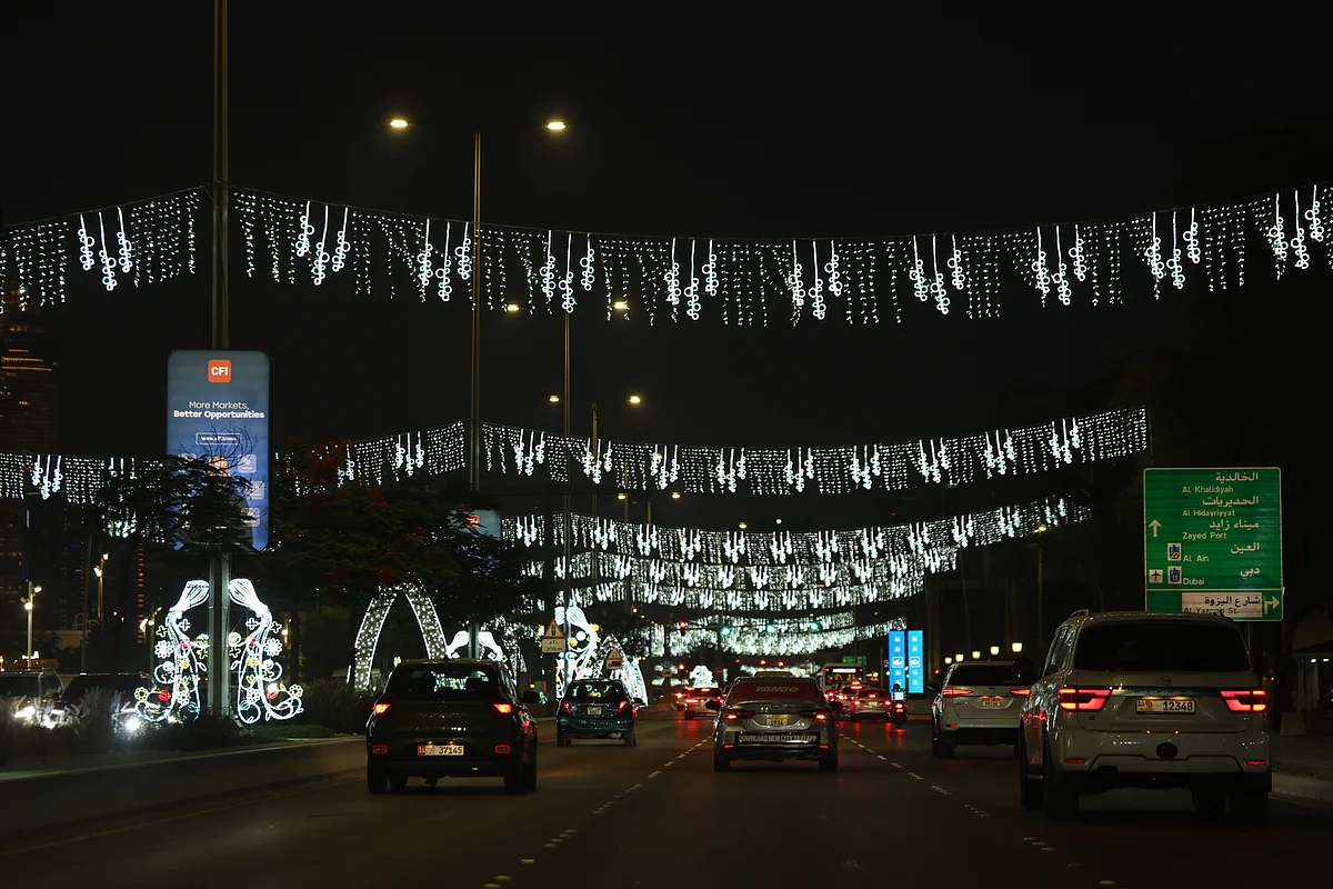The UAE is gearing up for the joyous occasion, with city landmarks and neighbourhoods adorned in festive colours, reflecting the spirit of togetherness, generosity, and celebration that marks this special time of year. Above, the streets of Abu Dhabi are coming alive with dazzling lights and vibrant decorations. 