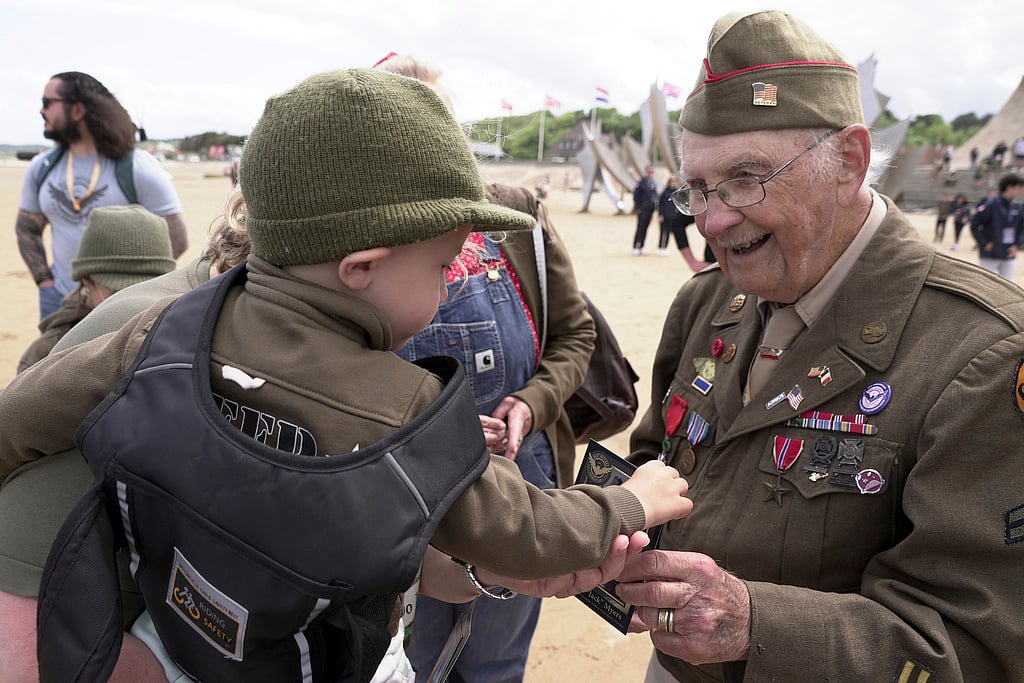 A World War II veteran during a commemoration of the the Battle of  Normandy — the first patch of mainland France that Allied forces liberated with the June 6, 1944