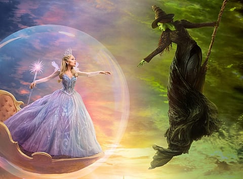Ariana Grande as Glinda and Cynthia Erivo as Elphaba in 'Wicked: For Good'