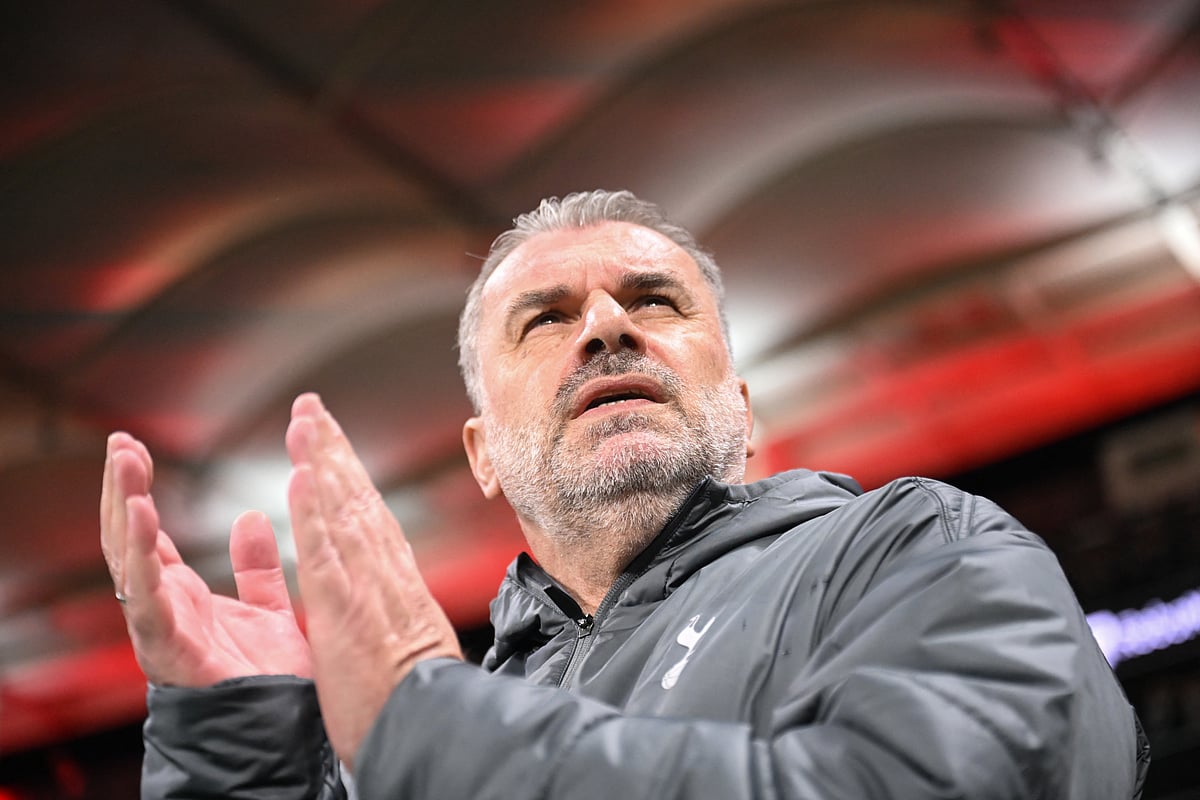 Tottenham Hotspur's Greek-Australian head coach Ange Postecoglou looks on during the UEFA Europa League quarter-final second leg football match between Eintracht Frankfurt and Tottenham Hotspur in Frankfurt am Main, western Germany on April 17, 2025.