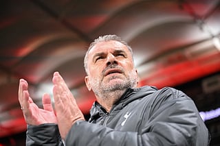 Tottenham Hotspur's Greek-Australian head coach Ange Postecoglou looks on during the UEFA Europa League quarter-final second leg football match between Eintracht Frankfurt and Tottenham Hotspur in Frankfurt am Main, western Germany on April 17, 2025.