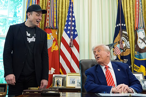 President Donald Trump speaks during a news conference with Elon Musk in the Oval Office of the White House, Friday, May 30, 2025, in Washington. (AP Photo/Evan Vucci)