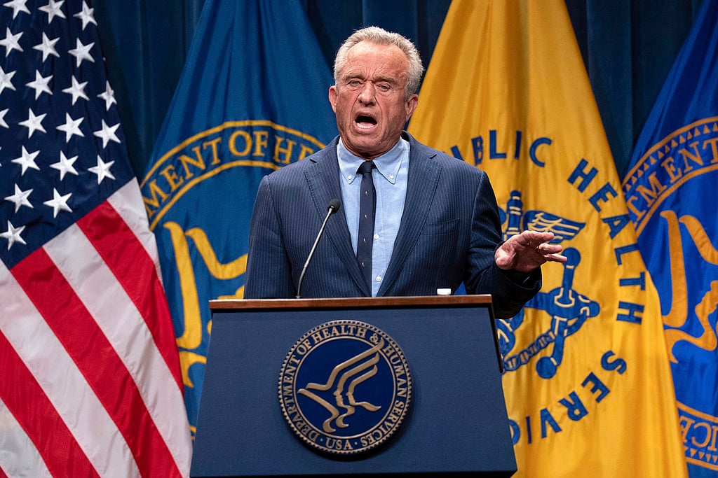 Health and Human Services Secretary Robert F. Kennedy Jr. speaks during a news conference on the Autism report by the CDC at the Hubert Humphrey Building Auditorium in Washington, April 16, 2025.