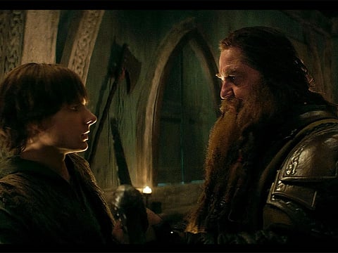 Gerard Butler and Mason Thames in How to Train Your Dragon 