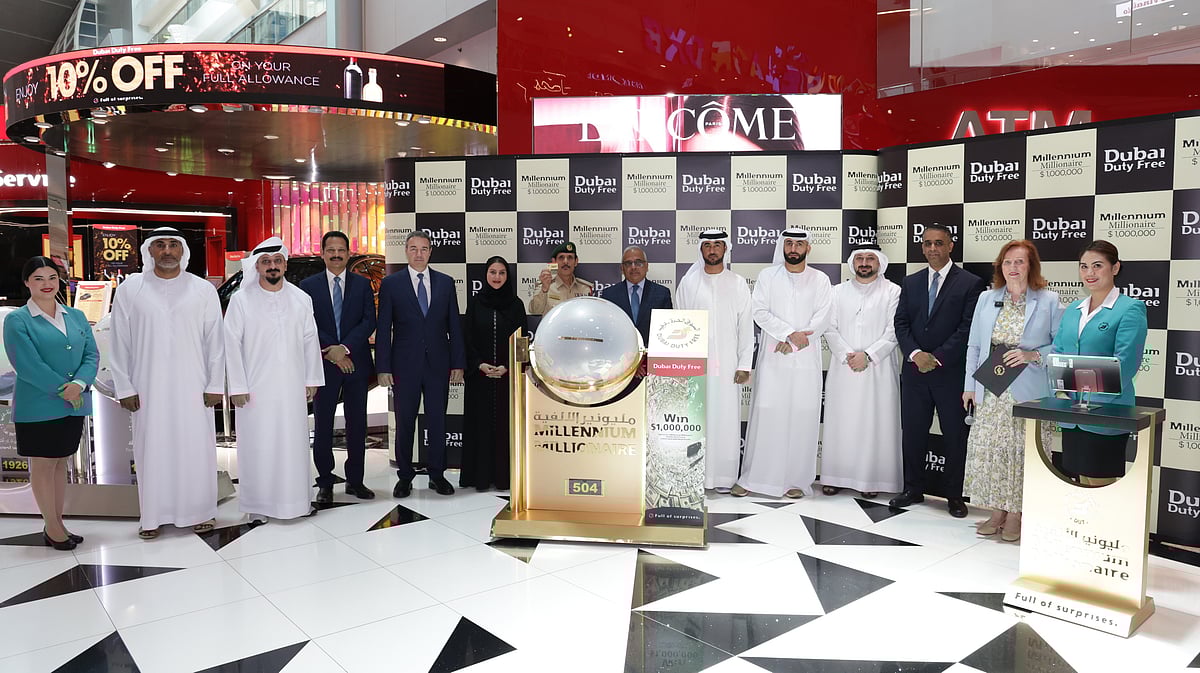 Dubai Duty Free officials at the draw for DDF Millennium Millionaire Series 504