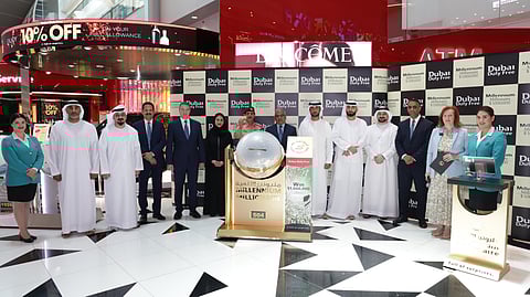 Dubai Duty Free officials at the draw for DDF Millennium Millionaire Series 504
