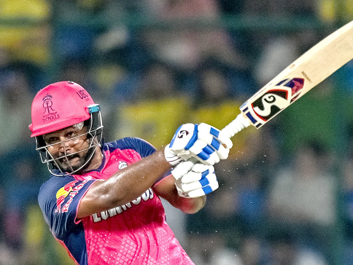 Rajasthan Royals' captain Sanju Samson plays a shot during the Indian Premier League (IPL) match in New Delhi on May 20, 2025.