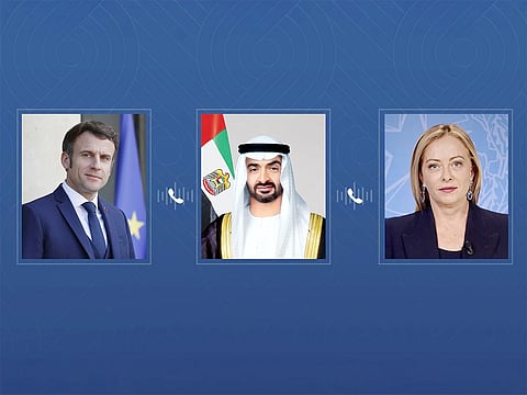 UAE President holds phone calls with French President, Italian Prime Minister to discuss bilateral ties, regional developments