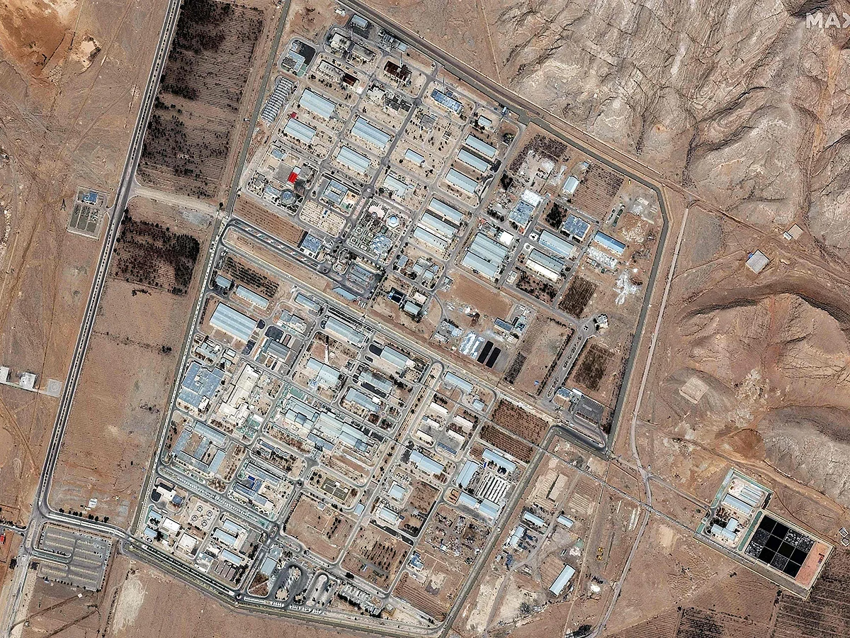 This handout satellite image provided by Maxar Technologies and taken on February 12, 2025 shows an overview of the Isfahan enrichment facility.   