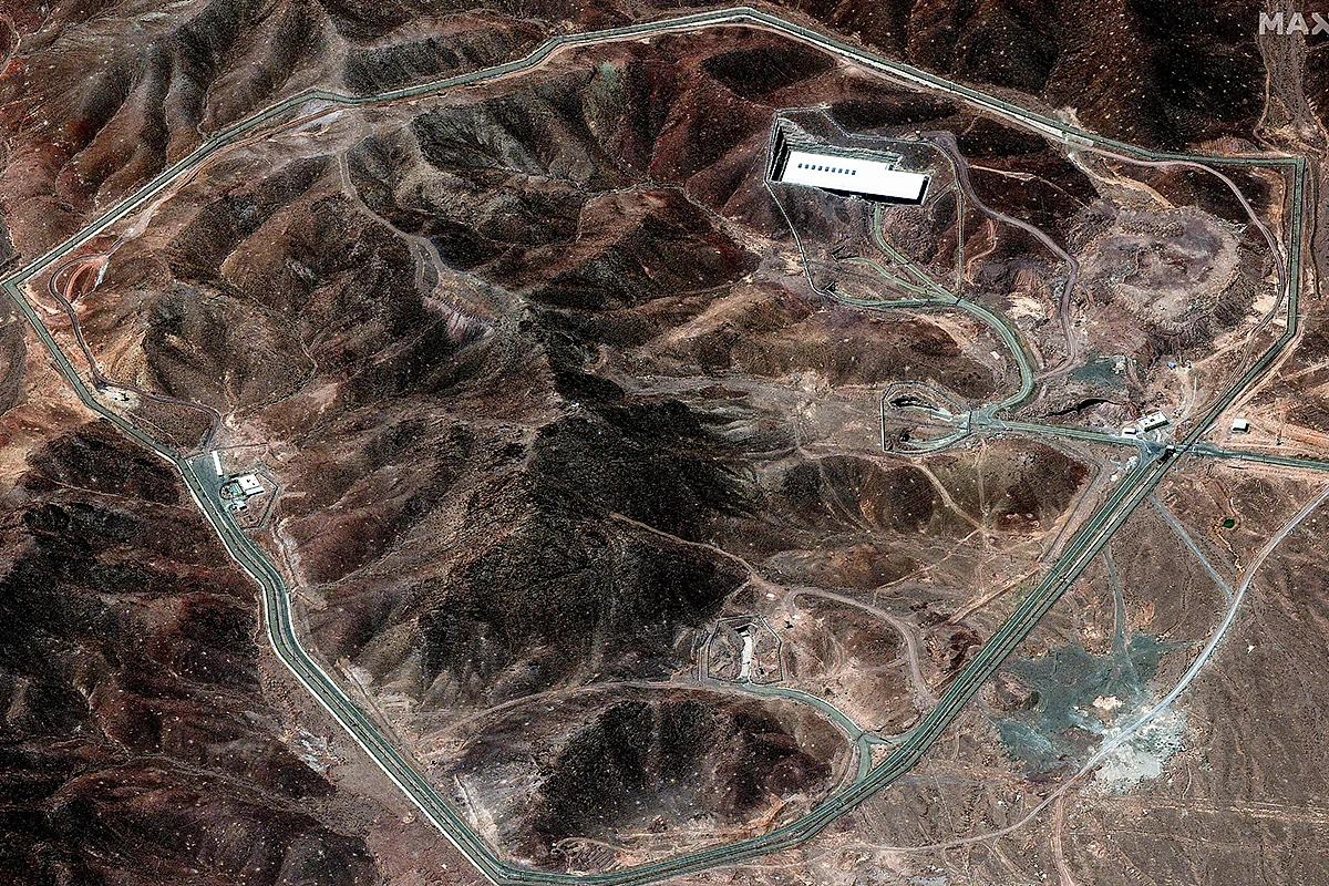 This handout satellite image provided by Maxar Technologies shows the Fordow Fuel Enrichment Plant in central Iran on June 14, 2025. 