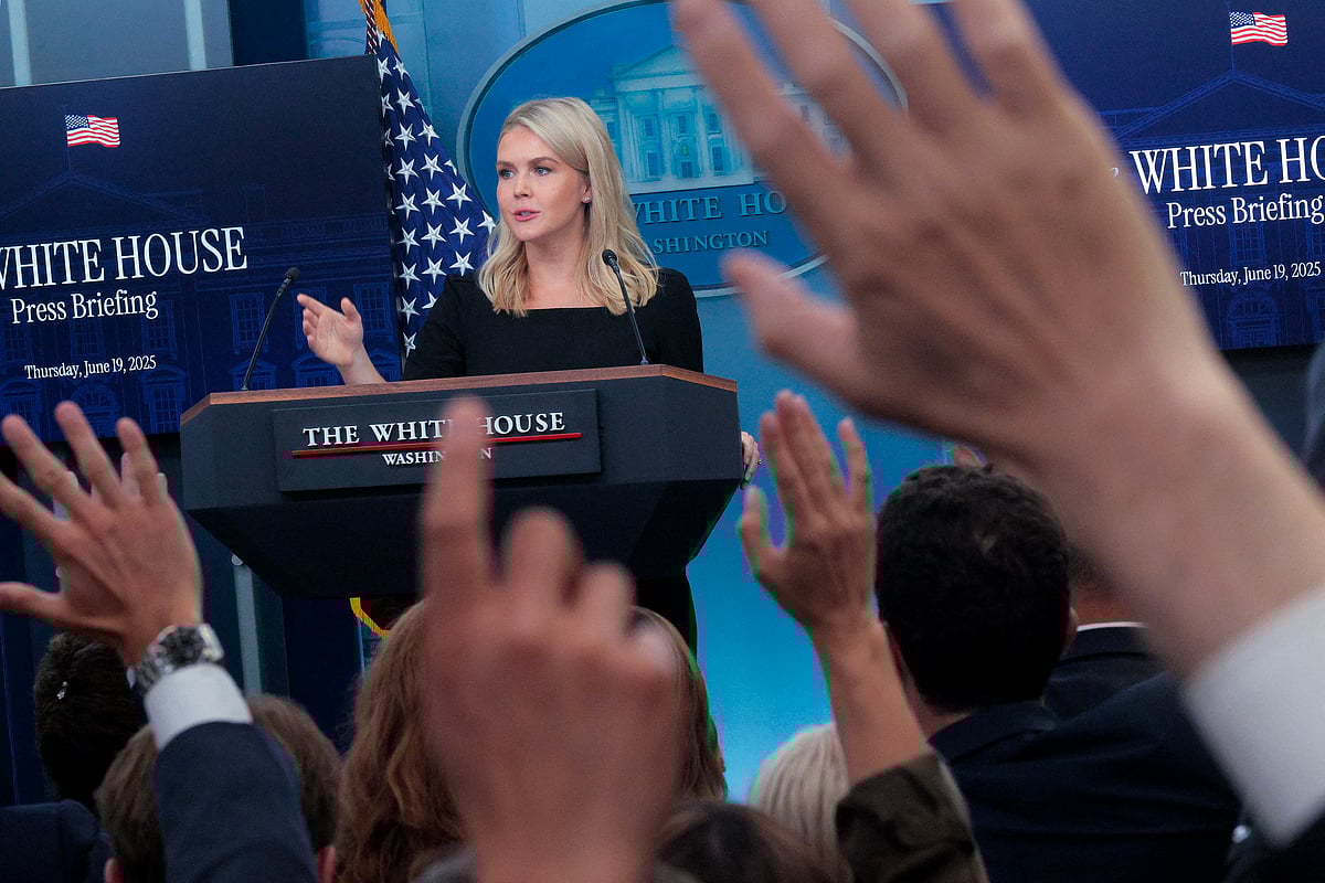 White House Press Secretary Karoline Leavitt calls on reporters during a news conference in the Brady Press Briefing Room at the White House on June 19, 2025 in Washington, DC.