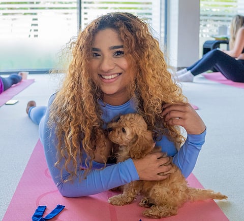 "Puppy Yoga on Saadiyat Island