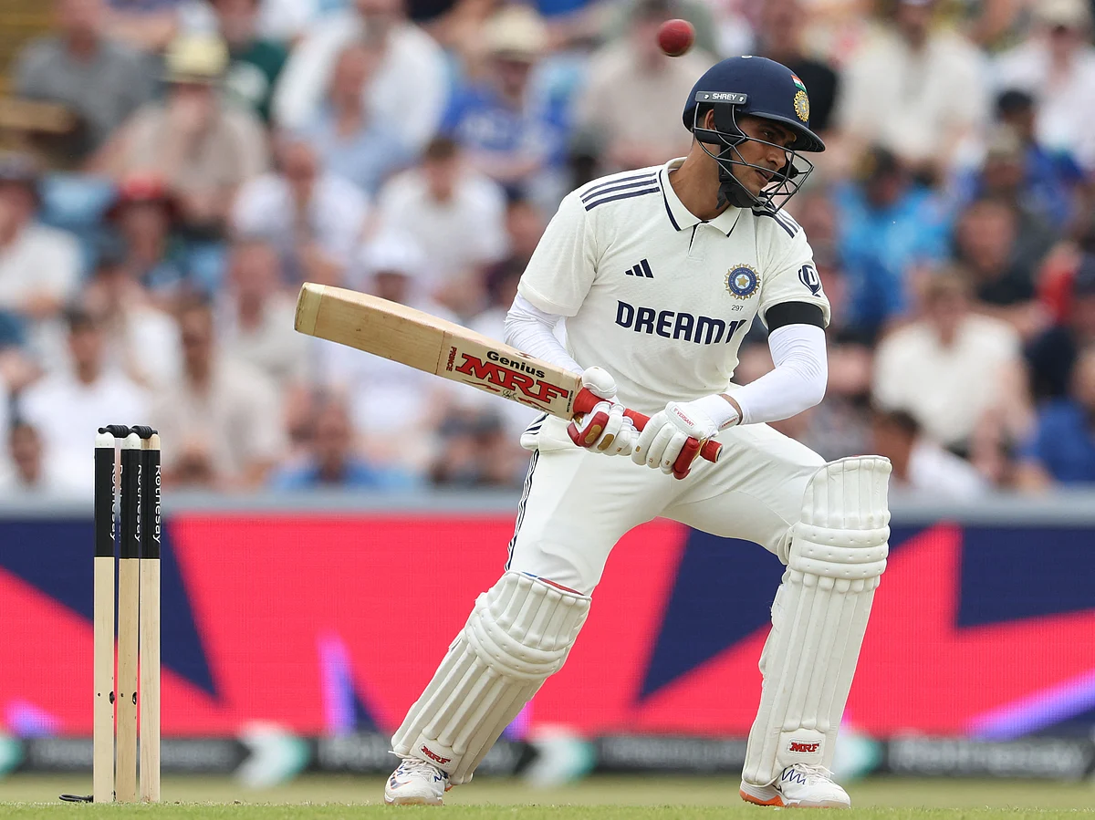 India's captain Shubman Gill evades a short ball on the opening day of the first cricket Test against England at Headingley, Leeds, on June 20, 2025.