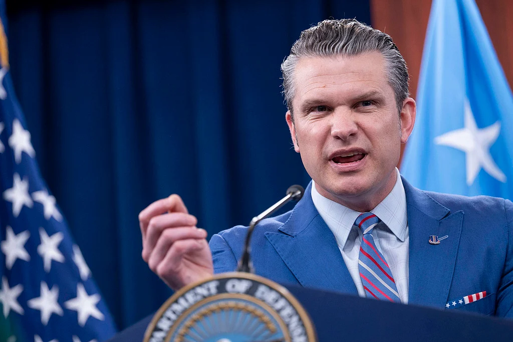 Defence Secretary Pete Hegseth speaks during a news conference at the Pentagon, on June 26, 2025 in Washington.  