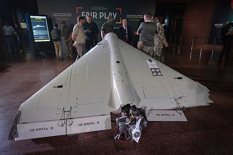 A damaged Iranian-made drone,