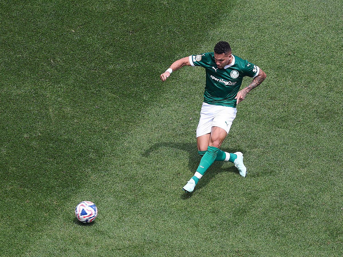 Paulinho #10 of Palmeiras scores his team's first goal during the FIFA Club World Cup 2025 round of 16 match between SE Palmeiras and Botafogo FR at Lincoln Financial Field.