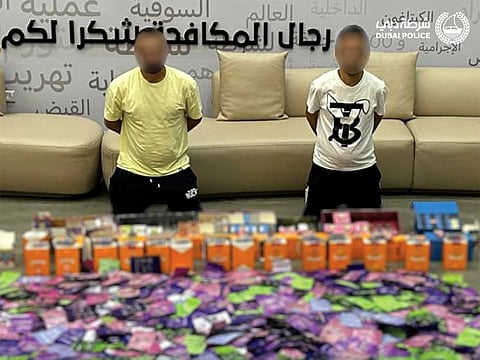 The group was caught with 48 kilograms of narcotic substances and 1,174 pills, with a street value of Dh2.5 million.