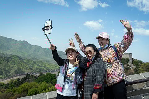 Tourists at the Great Wall as China's travel frenzy seen breaking record.