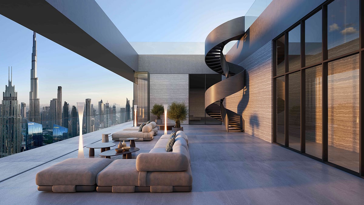 The terrace at The Observatory within Akala, one of the new set of skyscrapers on Dubai's SZR Road. 