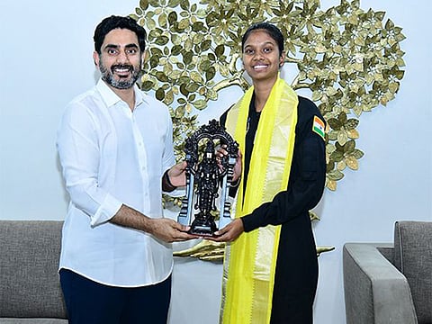 Andhra Minister Nara Lokesh congratulates Jahnavi Dangeti over her selection in the space mission.
