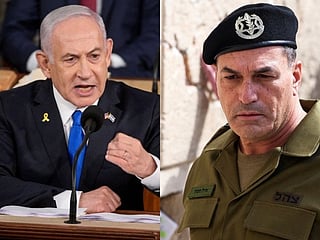 Israeli Prime Minister Benjamin Netanyahu and  IDF Chief of Staff Lt. Gen. Eyal Zamir. According to the New York Times, Zamir opposed launching an attack before the election.