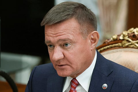 Transport Minister Roman Starovoyt attends a meeting with Russian President Vladimir Putin at the Kremlin in Moscow, Russia, Thursday, Jan. 30, 2025.  