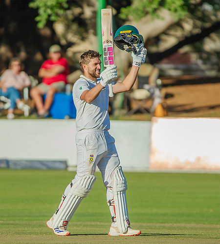 Wiaan Mulder declares Proteas’ innings 33 runs short of Brian Lara’s Test record on second day of the second Test against Zimbabwe in Bulawayo on Monday.
