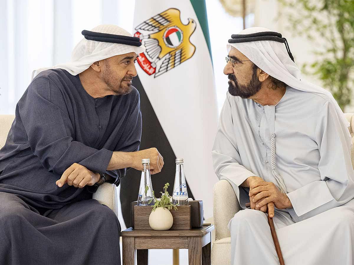 Sheikh Mohamed bin Zayed with Sheikh Mohammed bin Rashid.