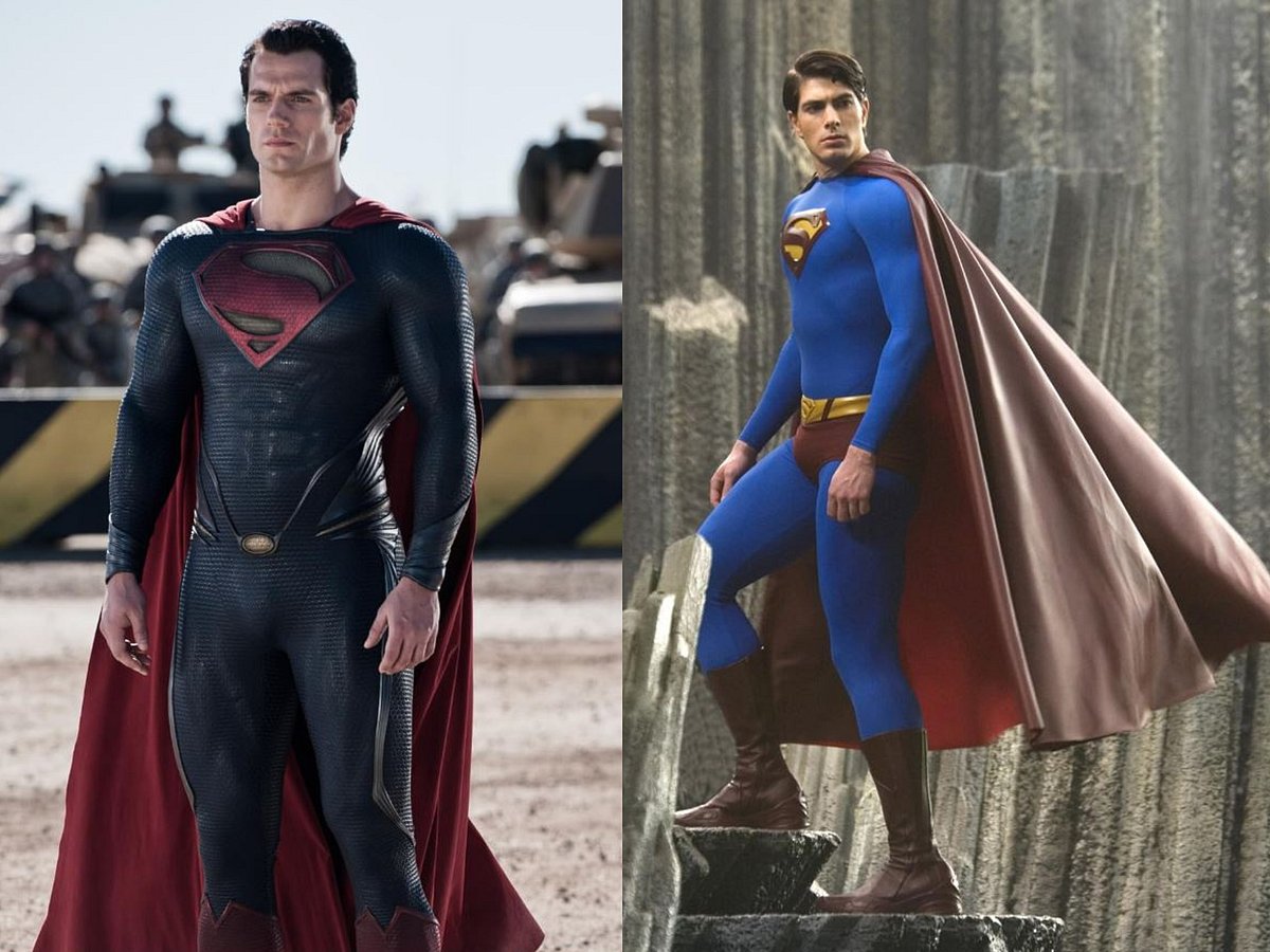 Henry Cavill in Man of Steel, and Brandon Routh in Superman Returns