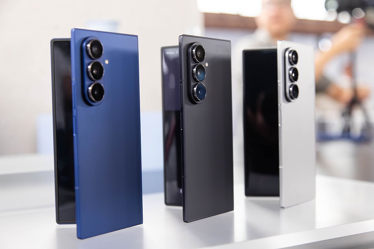 Samsung Galaxy Z Fold 7 smartphones during a media event ahead of Galaxy Unpacked at the Brooklyn Navy Yard in New York, US, on Monday, July 7, 2025.