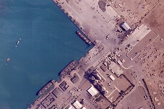 Damage is seen after Israeli airstrikes targeted the port in Hodeida, Yemen, Tuesday, July 8, 2025. (Planet Labs PBC via AP)