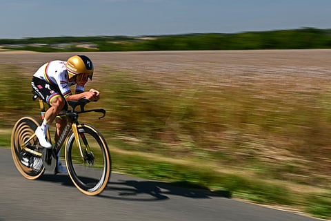 Belgian rider Remco Evenepoel won the fifth stage of the Tour de France on Wednesday, a 33km time trial around Caen that saw Slovenian rider Tadej Pogacar take the yellow jersey from Mathieu van der Poel.