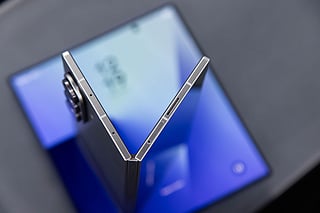 Samsung Galaxy Z Fold 7 smartphones during a media event ahead of Galaxy Unpacked at the Brooklyn Navy Yard in New York, US, on Monday, July 7, 2025. Samsung Electronics Co. unveiled two upgraded smartwatches and new artificial intelligence software in its latest attempt to stand out in a crowded market led by Apple.