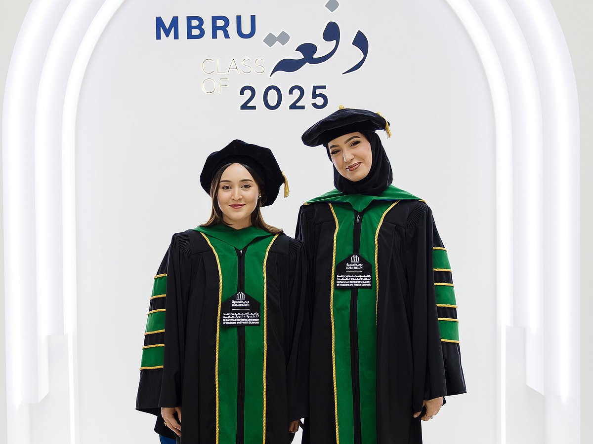 Shakhzada Ibragimova and Syrine Nouara Boucherabine, the first PhD graduates in Biomedical Sciences from MBRU, led groundbreaking research in cancer therapy and antimicrobial resistance.