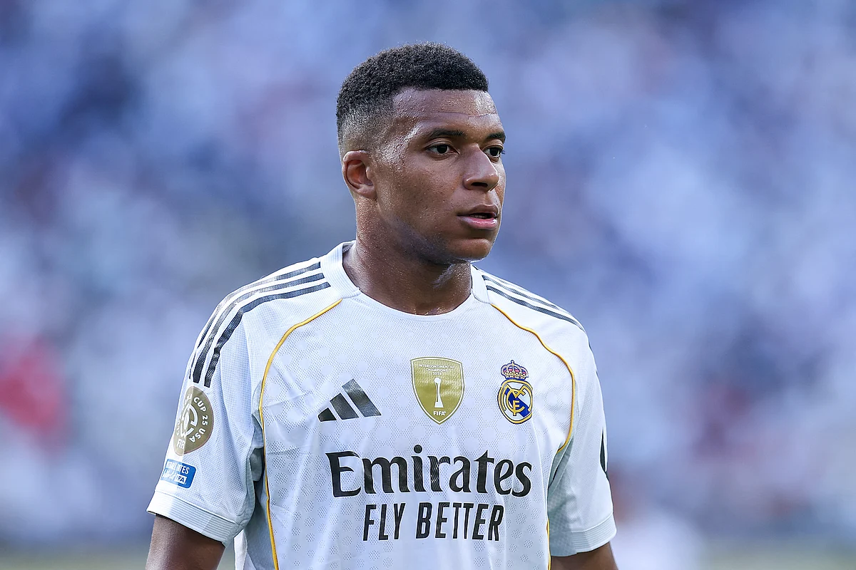 Kylian Mbappe of Real Madrid C.F. during the Fifa Club World Cup 2025 semi-final match against Paris Saint-Germain at MetLife Stadium on July 09, 2025 in East Rutherford, New Jersey.