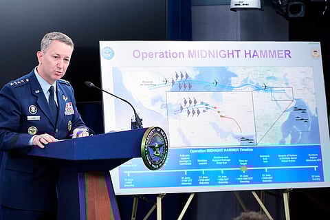 Joint Chiefs Chairman Gen. Dan Caine speaks during a news conference at the Pentagon in Washington on June 22, 2025, after the US military struck three sites in Iran, directly joining Israel's effort to destroy the country's nuclear programme.  