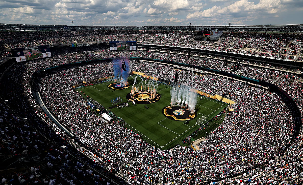 General view inside the stadium prior to the FIFA Club World Cup 2025 semi-final match between Paris Saint-Germain and Real Madrid CF at MetLife Stadium on July 09, 2025 in East Rutherford, New Jersey.