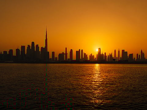 Dubai skyline at golden hour
