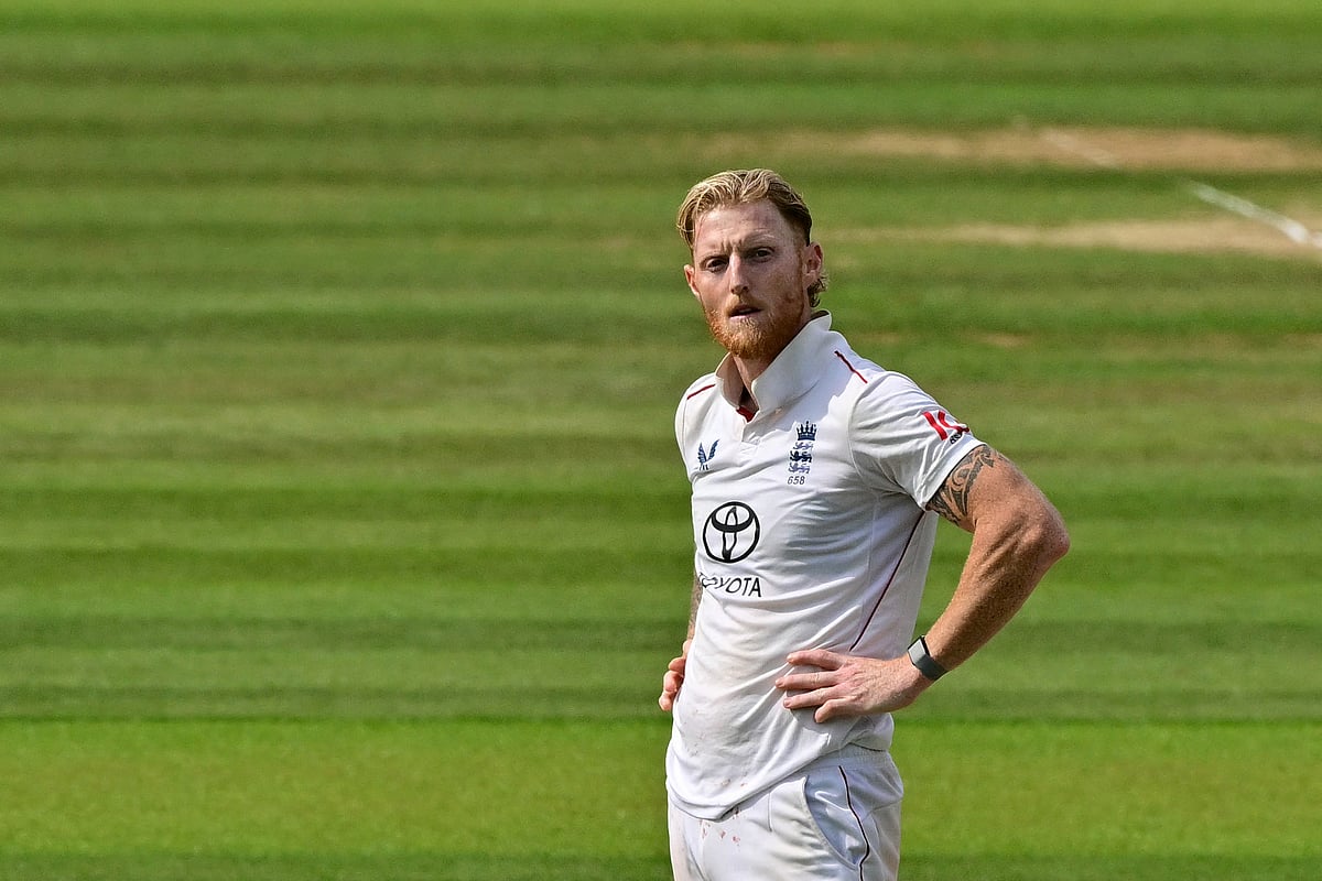 England's captain Ben Stokes reacts during the fifth day of the third Test against India at Lord's on Monday.