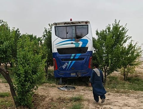 At least three musicians were gunned down while 13 others sustained injuries in a terrorist attack on a bus on Karachi-Quetta highway. A view of the bus after the attack