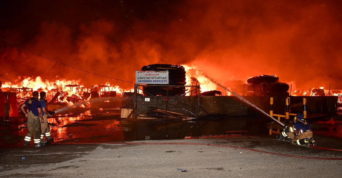 The fire tore through areas storing flammable materials, including wood, ceramic, metal, and paint