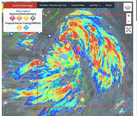 A satellite composite photo shows the path being taken by Tropical Cyclone Crising, as of July 18, 2025.