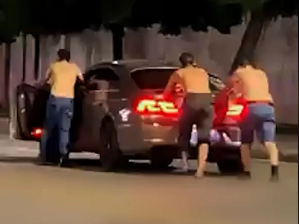 After reviewing CCTV footage, authorities found that the men had pushed the car nearly 500 metres before stopping near a repair shop.