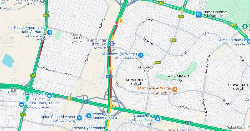 Google Maps continues to show congestion in the area.