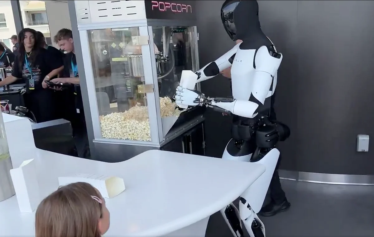 Optimus, a humanoid robot developed by Tesla, demonstrates popcorn making — a glimpse into robotics' advancing capabilities. A recent study by McKinsey highlights that automation like this could transform up to 30% of global work activities by 2030.