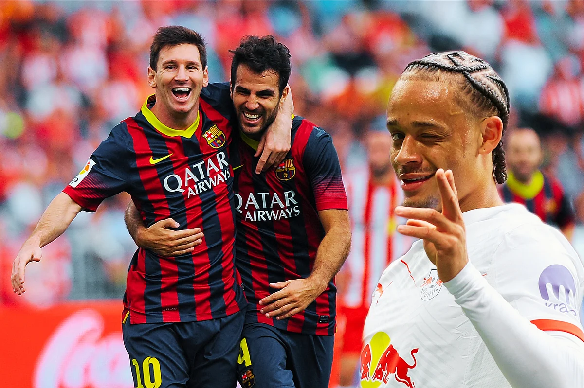 Lionel Messi has had a good relationship with former PSG teammate Cesc Fabregas, coach of Como. Leipzig's Xavi Simons (right) is reportedly close to joining Chelsea.
