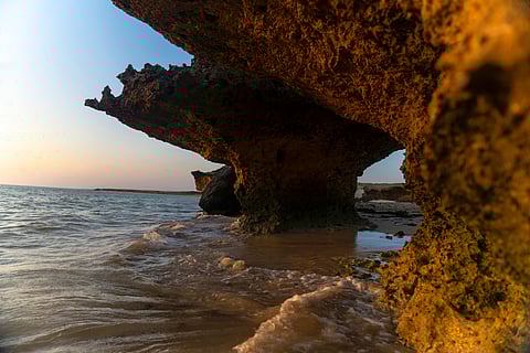 Scenic views of Jazan beach along the Red Sea coast in southwestern Saudi Arabia. The Jazan Region is experiencing a significant rise in visitors and residents during the summer holidays, drawn by its scenic coastline and tranquil beaches along the Red Sea. 
